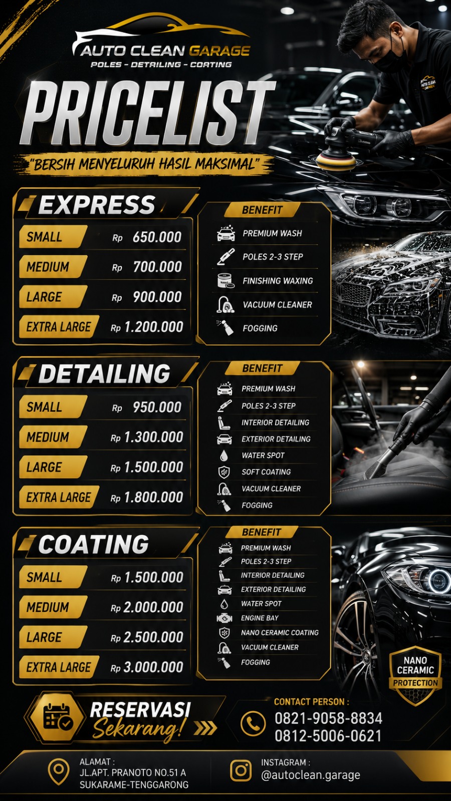 AUTO CLEAN GARAGE Pricelist